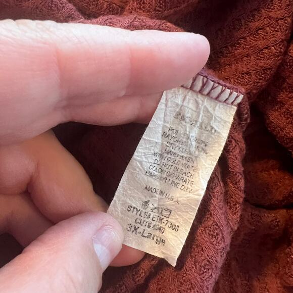 Emerald Waffle Knit Cowl Neck Top Women's Plus Size 3X Long Sleeves - Picture 6 of 7